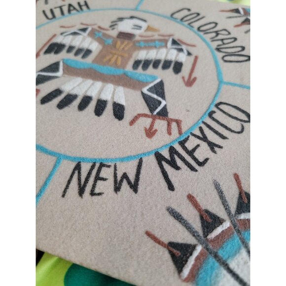 Native American Navajo Sand Painting Four Corners Signed 8x8 - Picture 9 of 9